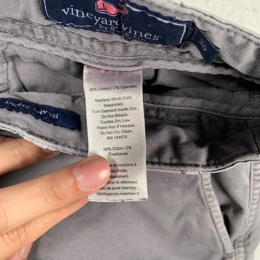 Vineyard Vines Island Short Mens 30 Gray Stretch Chino Flat Front Summer - Picture 11 of 11